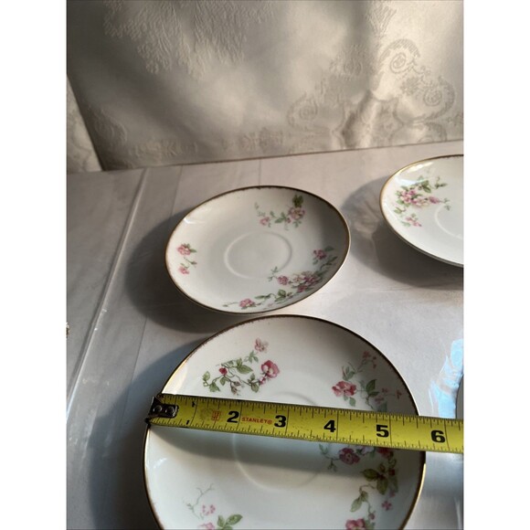 B & Co France Vintage Hand Painted 3 Cups And 4 SaucersFloral Pattern - Picture 6 of 6